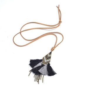 Tassel Necklace Leather String Brand New